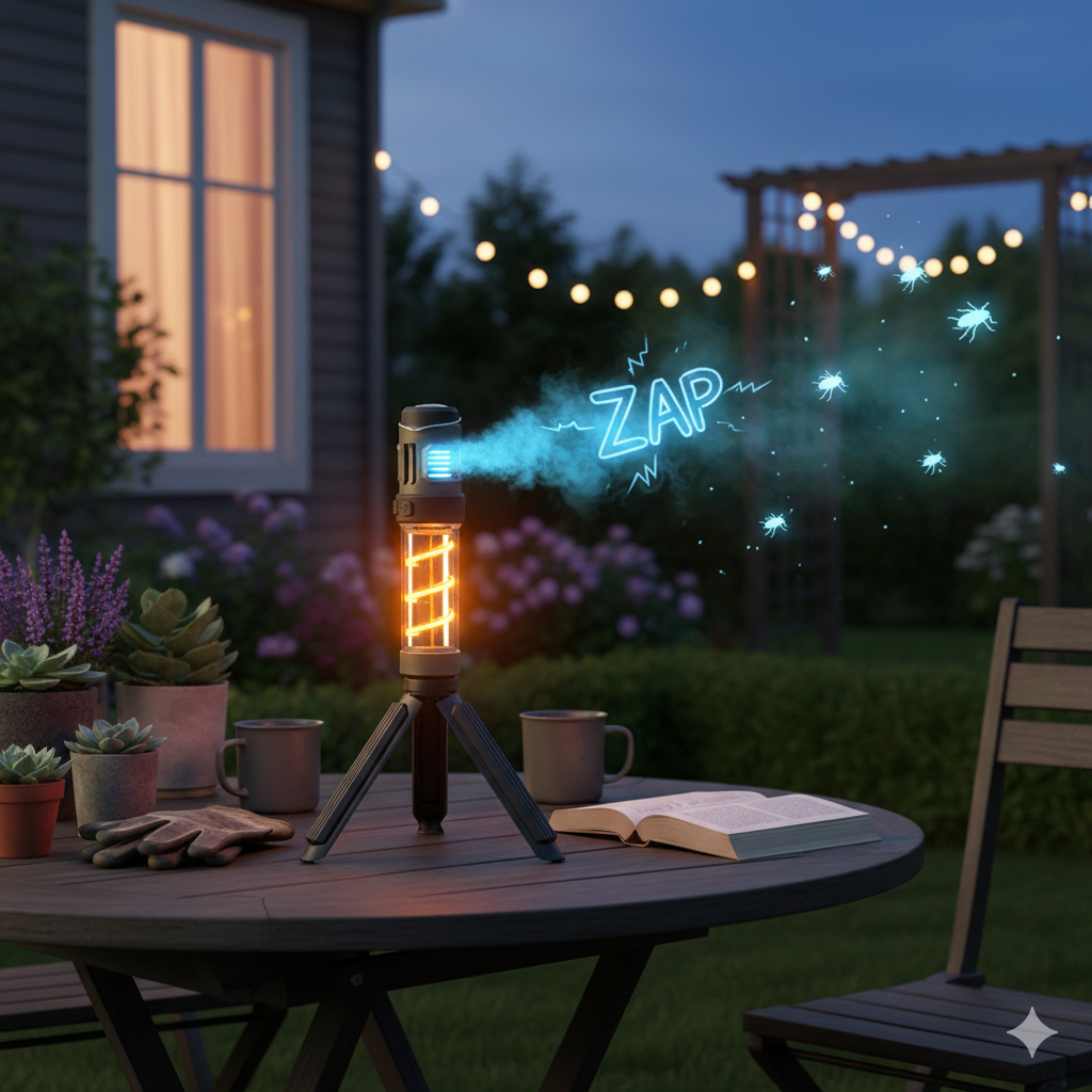 Lámpara Repelente de Mosquitos LED 3 en 1 Recargable