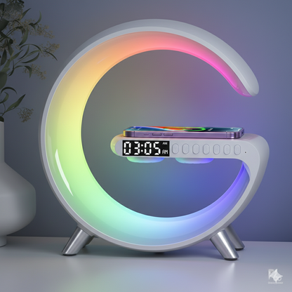 Smart G-Lumina: Estación de Carga 3-en-1 con Altavoz Bluetooth y Luz Atmosférica LED