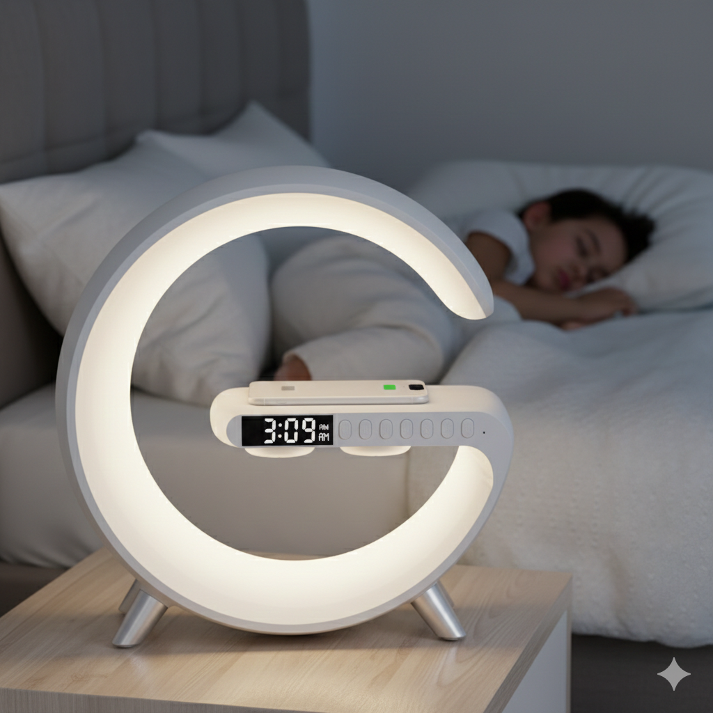 Smart G-Lumina: Estación de Carga 3-en-1 con Altavoz Bluetooth y Luz Atmosférica LED